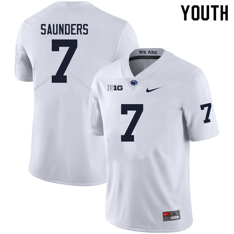 Youth #7 Kaden Saunders Penn State Nittany Lions College Football Jerseys Sale-White - Click Image to Close
